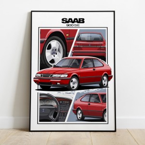 Saab 900 SE   /coupe/red